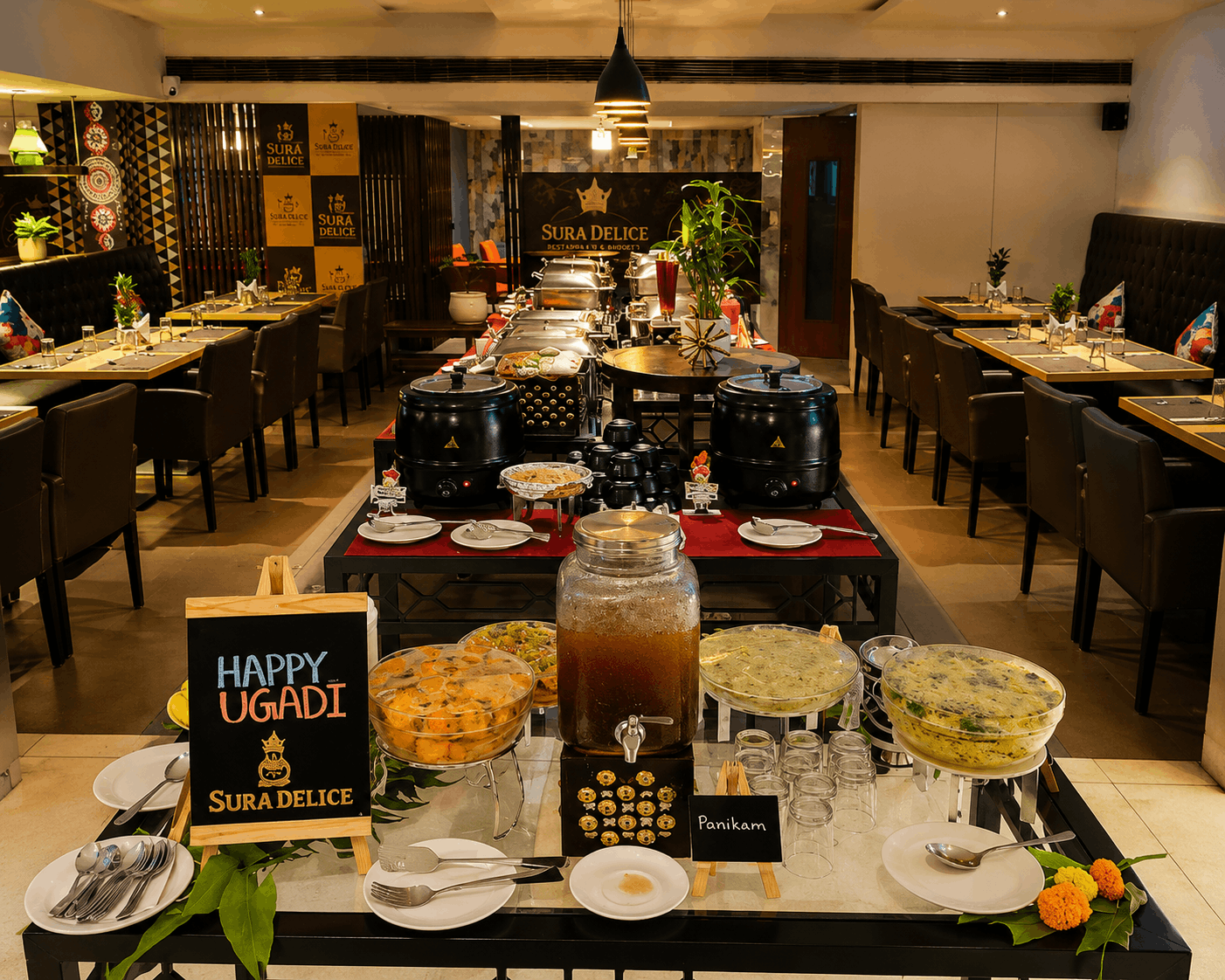 Buffet spread laid out at Sura Delice