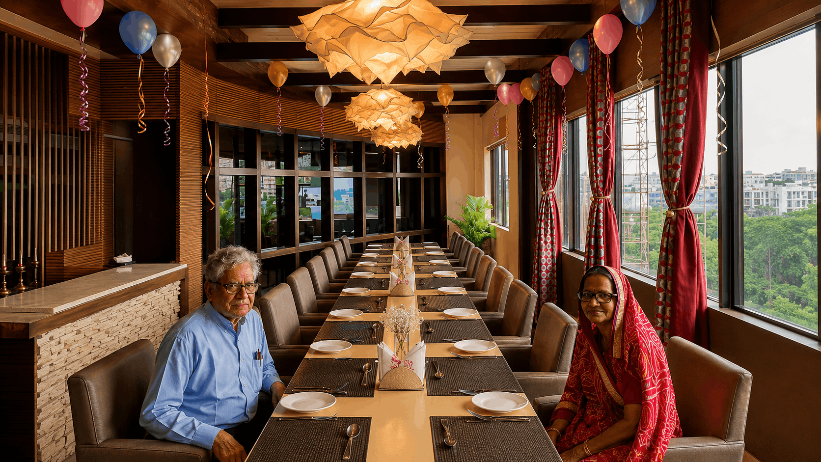 Long-table banquet dining at Sura Delice