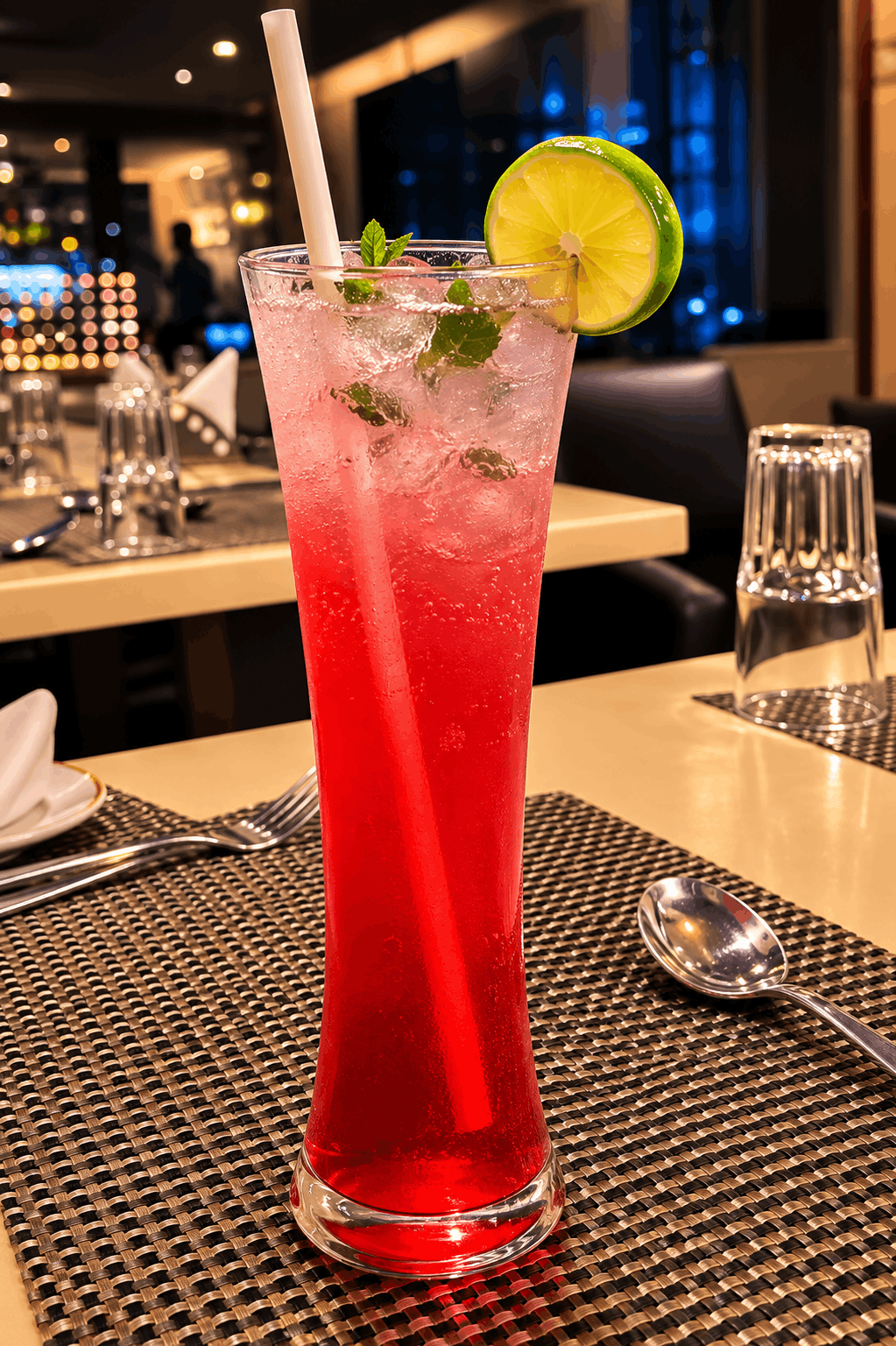 Refreshing mocktail-style drink served at the table